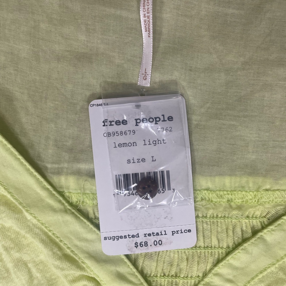 NWT Free People “Highland” Oversized Button-Down Tunic in Lemon Light - Picture 11 of 12